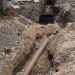 Plumbing services going in behind the bothies
