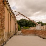 Concrete floor complete and trial roof strut in place